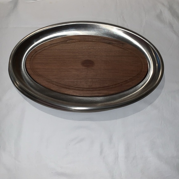 Vintage Beautiful Gently Loved Stainless Tray w Walnut Insert by Vollrath - Picture 7 of 12